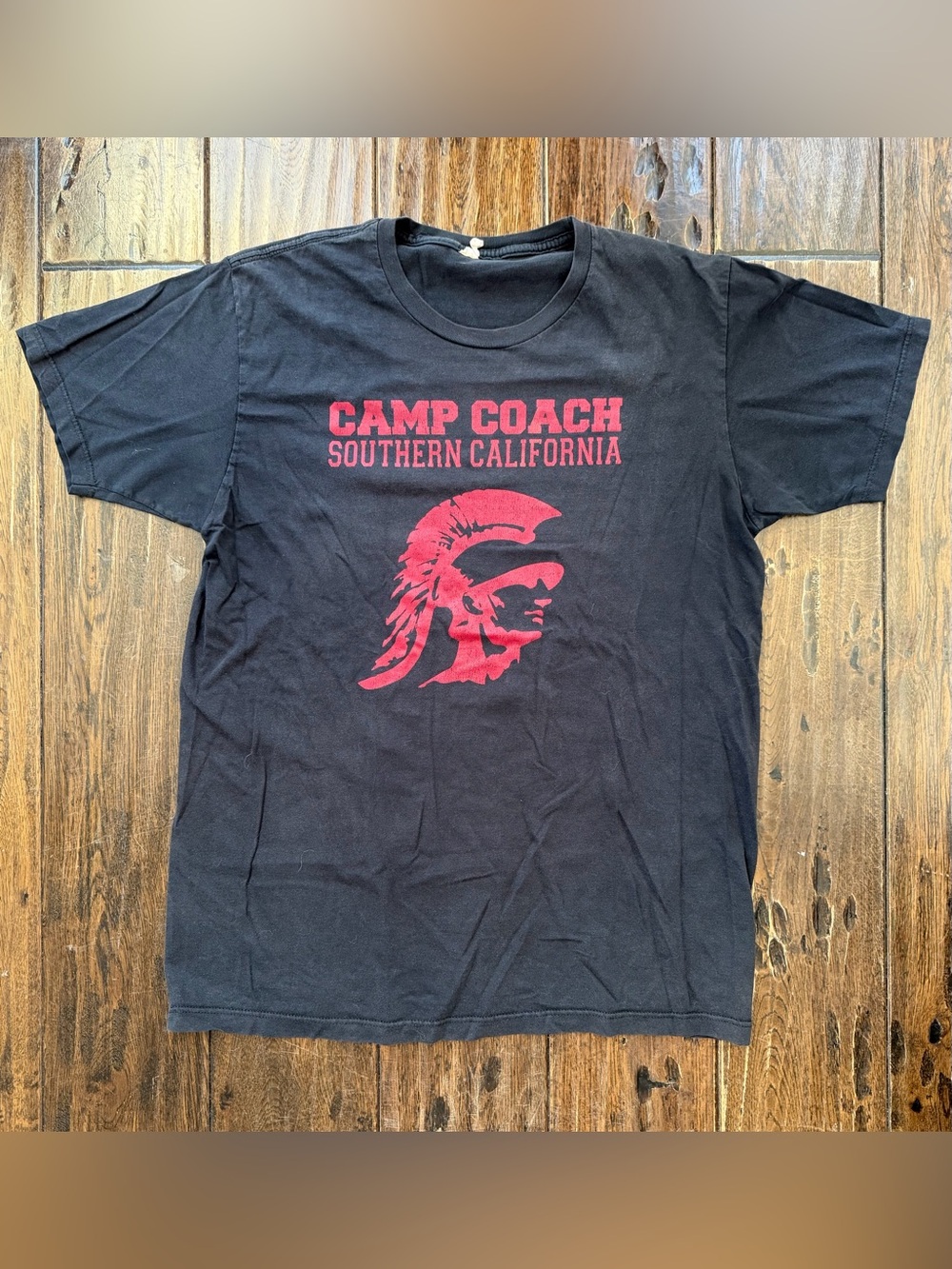 USC Trojans Camp Coach Southern California Tee Black Red Staff Shirt
